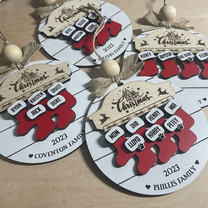 Custom Wooden Family Christmas Ornament | 3dLaser Cut Personalized Family Name 1-10