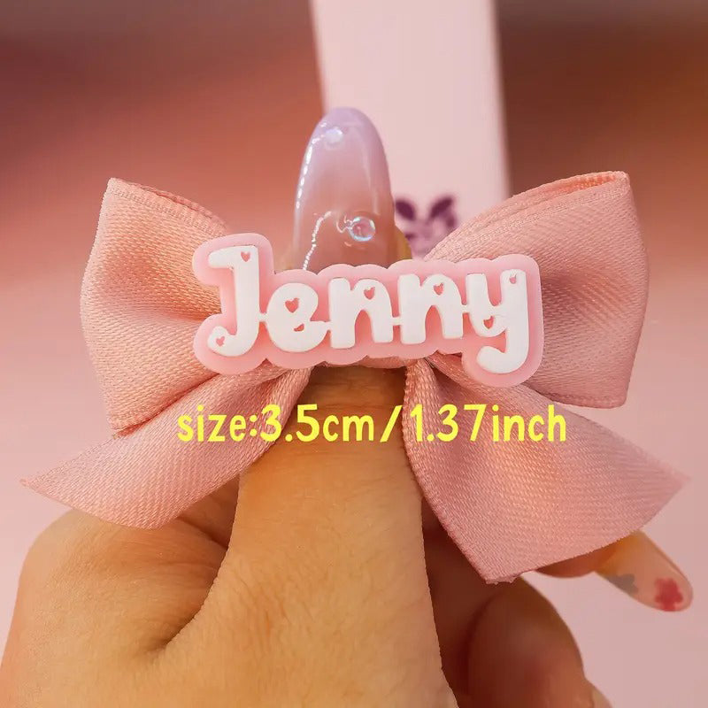 Custom Acrylic Name Bow Hair Clip