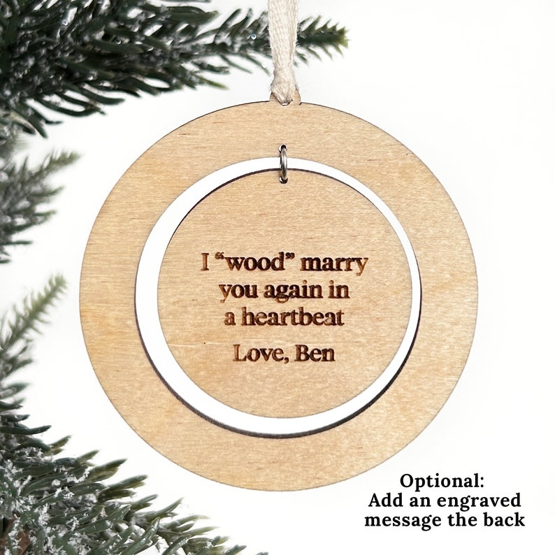 5th Anniversary Gift Ornament / Wooden Laser Engraved Ornament