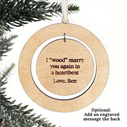 5th Anniversary Gift Ornament / Wooden Laser Engraved Ornament