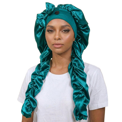 Personalized Satin Bonnet with Long Ties | Custom Name Silk Sleep Cap
