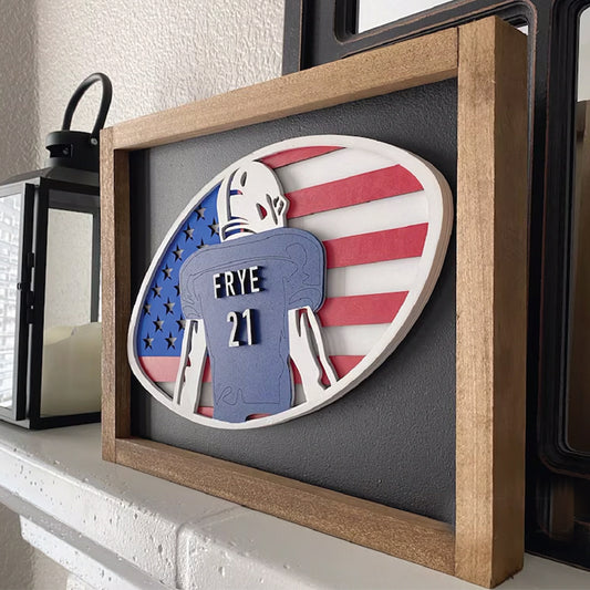 Personalized Football Gift, Framed Football sign, 3D FootballPlaque