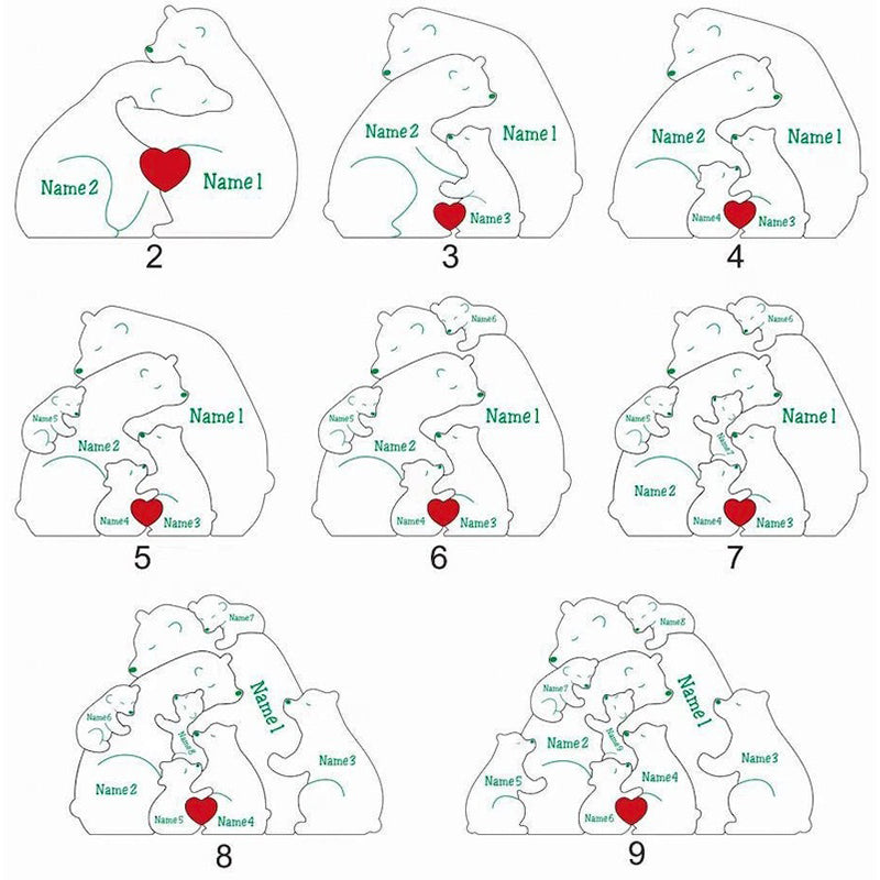 Personalized Wooden Bear Family Puzzle, Baby puzzle