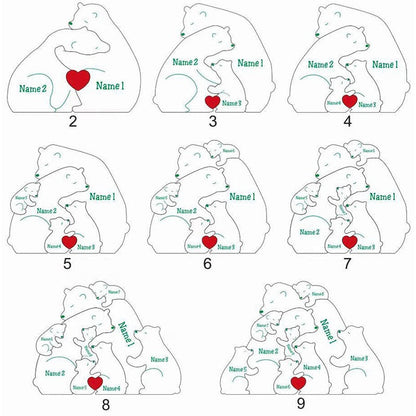 Personalized Wooden Bear Family Puzzle, Baby puzzle