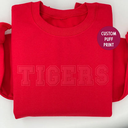 Custom Puff Design Team Name Sweatshirt, Embossed Mascot Sweatshirt