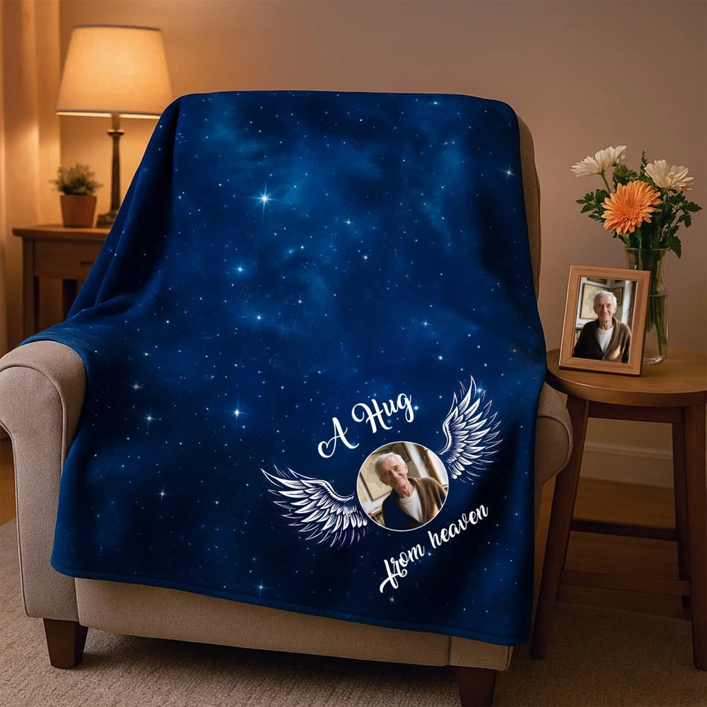 Personalized Starry Sky Angel Wing Photo Blanket