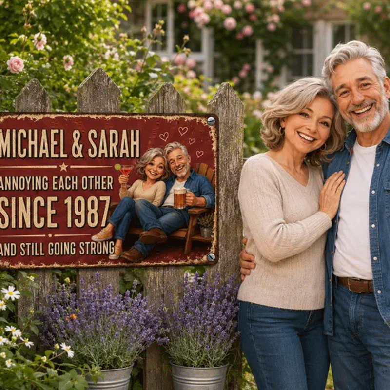 Personalized Couple Metal Sign, Custom Photo Anniversary Gift, Funny Marriage Gift