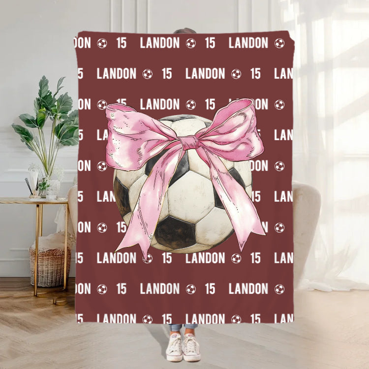 Personalized Bow Volleyball Softball Multicolor Throw Blanket