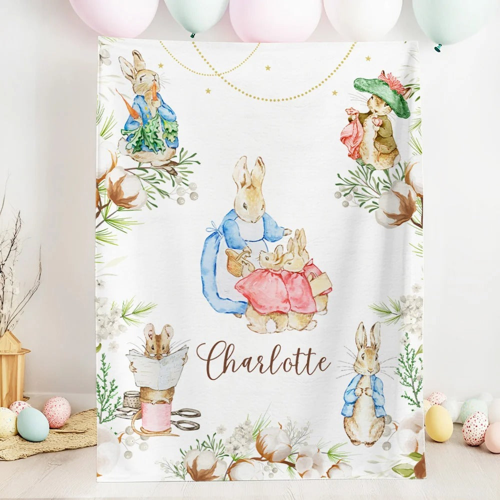 Personalized Easter Peter Rabbit Blanket with Name