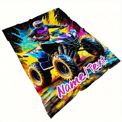 Customizable All-Terrain Vehicle Motorcycle Flannel Throw Blanket