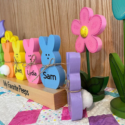 Personalized Easter Peeps, Wooden Easter bunnies with names