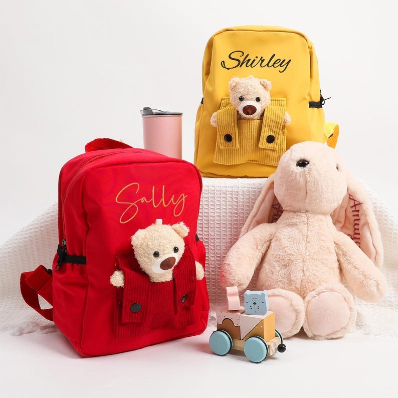 Personalized Name Bag Pack For Kids With Cute Bear  School Bag