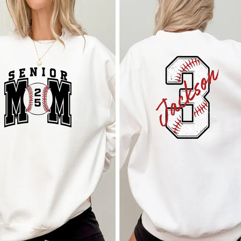 Senior Baseball Mom Sweatshirt, Personalized Baseball Gift for Mom