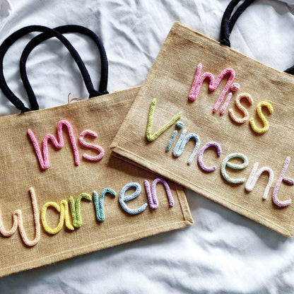 Teacher Bag l Teacher Gift l Book Bag l Personalised Jute Bag