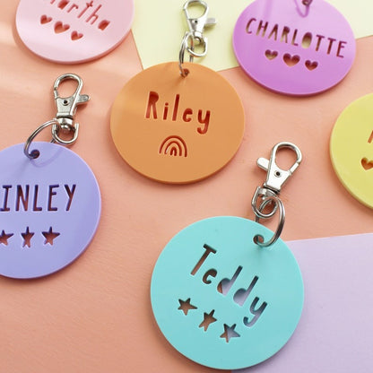 Round Acrylic Personalised Name Keyring Personalised School Bag Tag