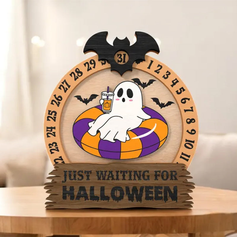 Halloween Skeleton Countdown Sign | Just Waiting for Halloween Decor |