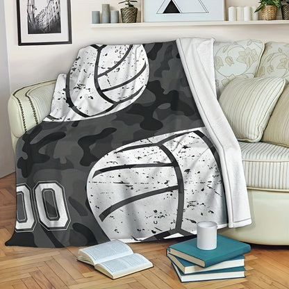 Custom 1pc Creative Gray Volleyball Custom Name and Number Blanket