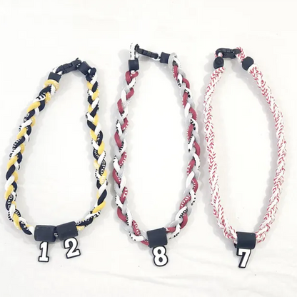 Baseball Basketball All Sports  Tri Rope Tornado Necklace with Customized Number