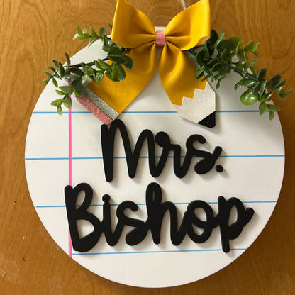 Personalized Teacher Door Hanger, 3D laser cut, teacher sign
