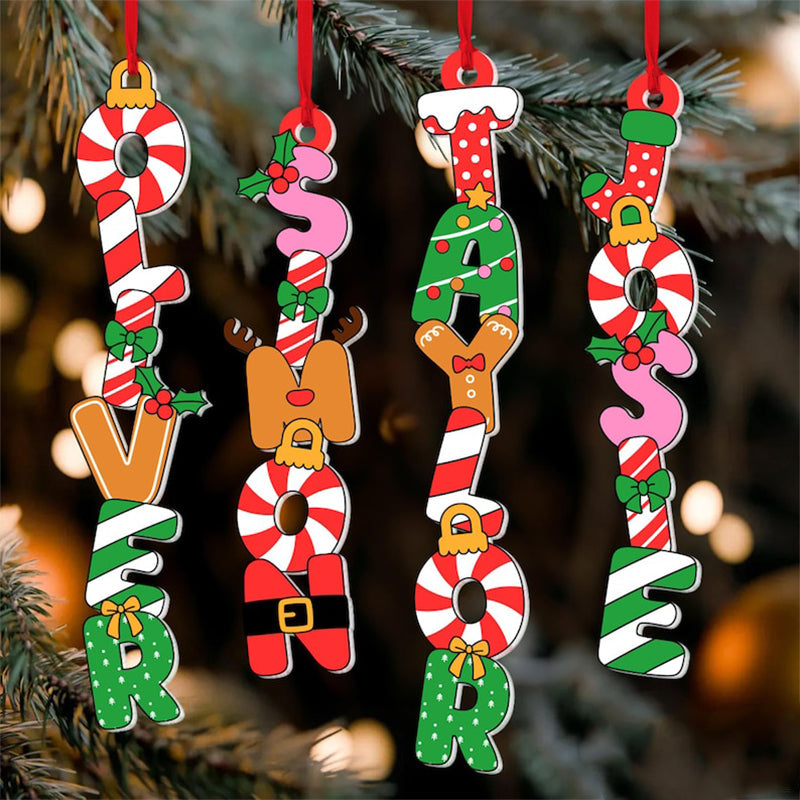Personalized Kids Name Letter Ornament: Acrylic Christmas