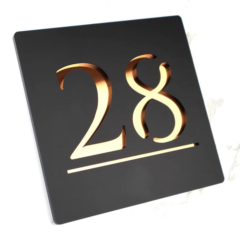 Laser Cut Matt White & Black Mirror Floating House Signs Door Number Signs Plaques