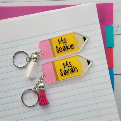 Personalized Pencil Keychain, Teacher Name School Appreciation Gift