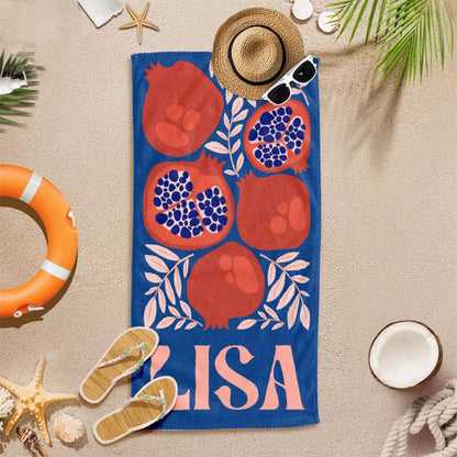 Personalized Retro Beach Towel with Name,Groovy Vibes Beach,Retro Floral Towel