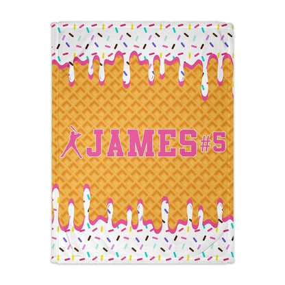 Personalized Baseball Blanket, Custom Ice Cream Drip Throw
