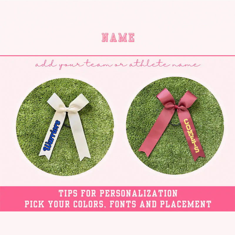Cheer Game Day Long Tail Hair Bow, Personalized with your team colors and name