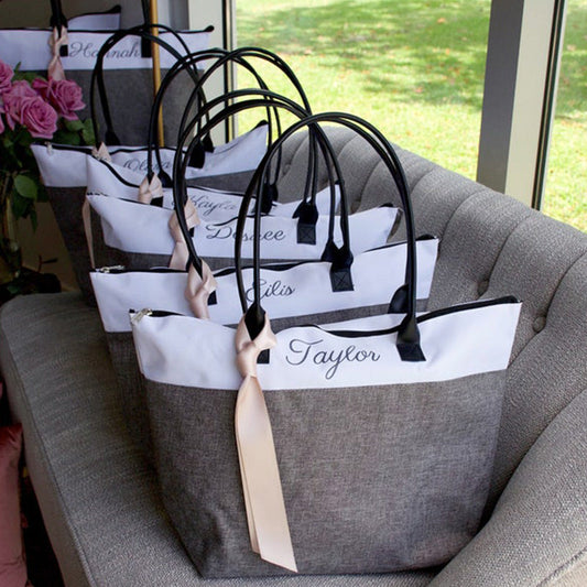 Bridesmaid Tote . Personalized Bridesmaid Gift Bags. Custom Name Bag