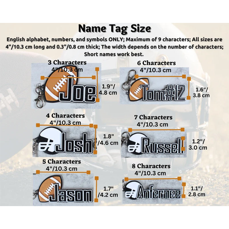 Football Keychain. Football Name Tag Keychain. Football Backpack Name Tag