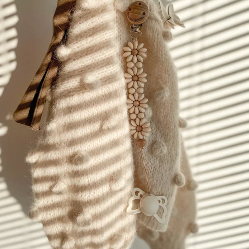 Personalized Flower Beaded Pacifier Clip Wooden Engraving