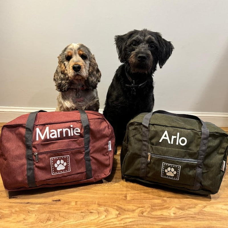 Personalised Pet Dog Travel Bag Holdall For Weekend Dog Cat Paw Print Name