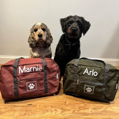 Personalised Pet Dog Travel Bag Holdall For Weekend Dog Cat Paw Print Name