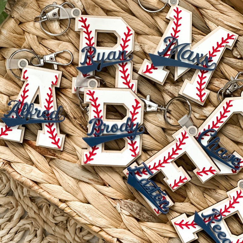 Baseball Bag Tag, Baseball Initial Tag