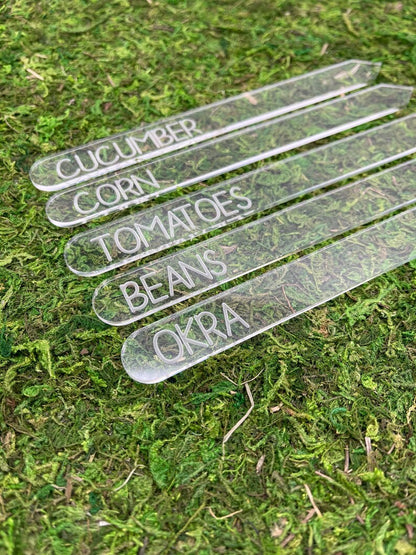 Laser Engraved Clear Veggie/Herb Garden Tags Packs
