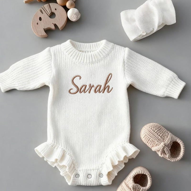 Personalized Newborn Name Romper ,Custom Baby Knit Sweater