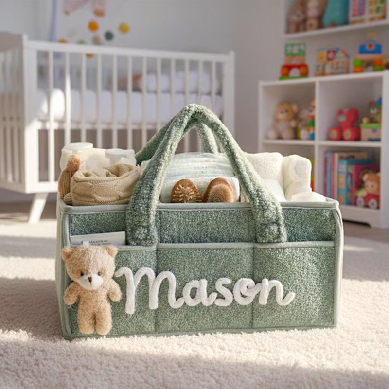 Personalized Knit Diaper Caddy Organizer