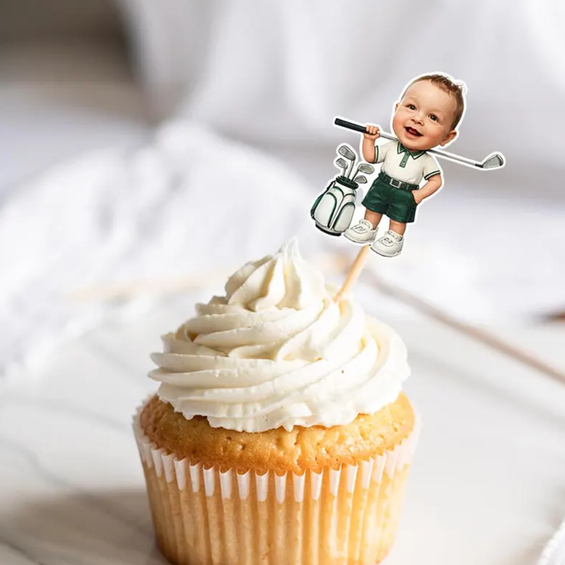 Custom Golfer Cupcake Topper Photo