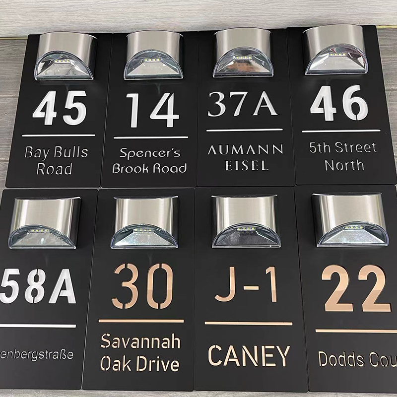 House Sign With Solar Light Door Number