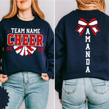 Custom Cheer Team Name Sweatshirt, Custom Cheerleader Gift Two Sided Hoodie