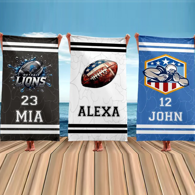 Custom Football Towel, Christmas Gift, Football Team Towel with Name