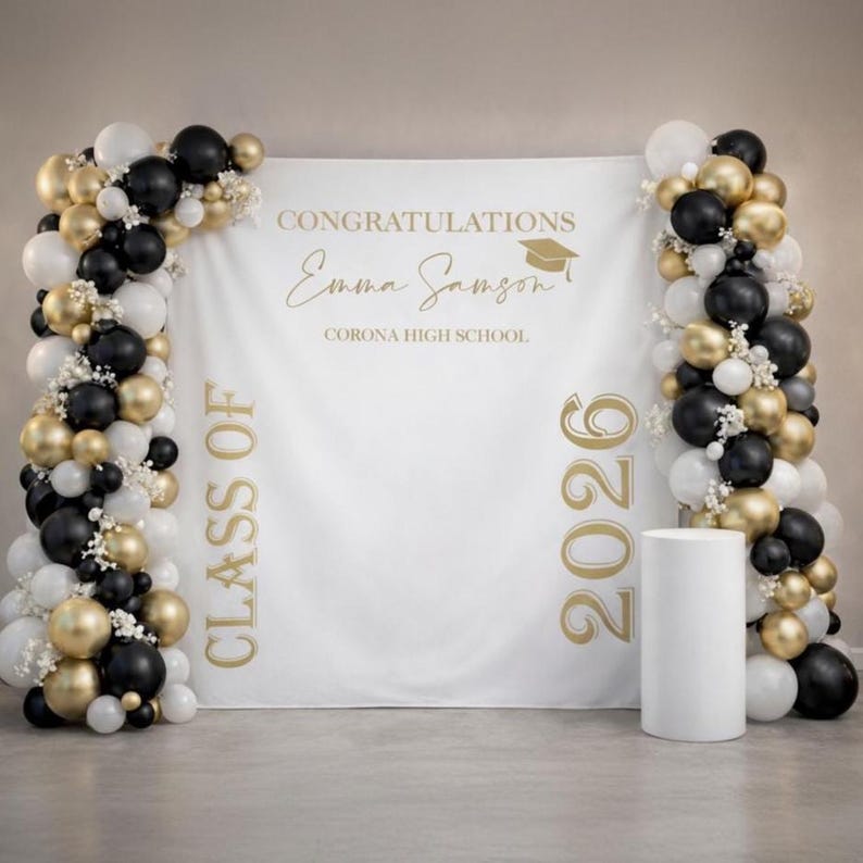 Graduation Backdrop Custom Class of 2026 Photo