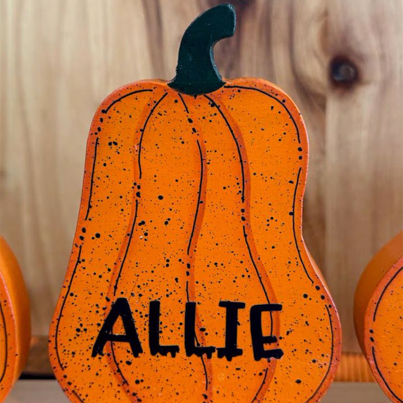 Personalized Halloween pumpkins, Wooden Halloween pumpkins with names
