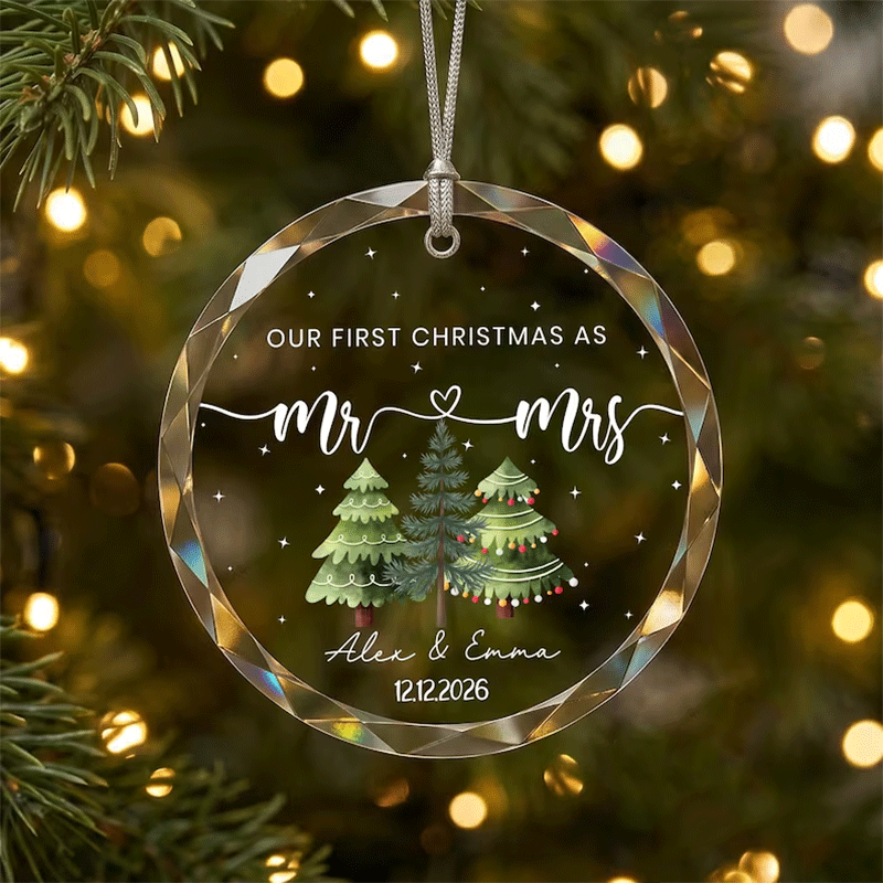 Custom Name Ornament, Our First Christmas As Mr & Mrs Ornament