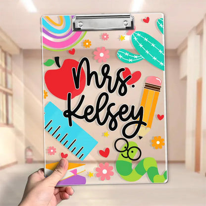 Personalized Teacher Gift, Custom Clipboard With Teacher Name