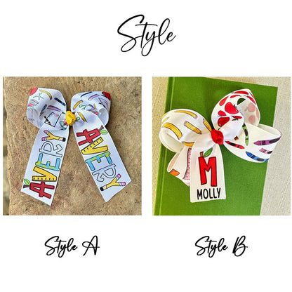 Monogrammed Back to School Hair Bow, First Day of Kindergarten