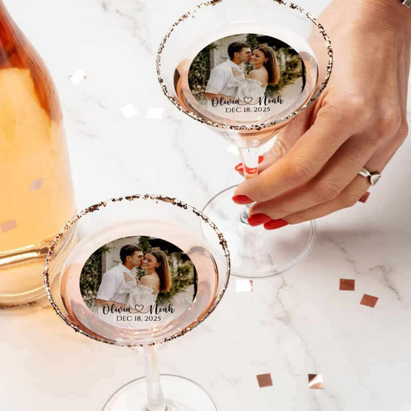 Personalized Edible Photo Wedding Drink Toppers/Custom Drink Toppers