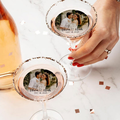 Personalized Edible Photo Wedding Drink Toppers/Custom Drink Toppers