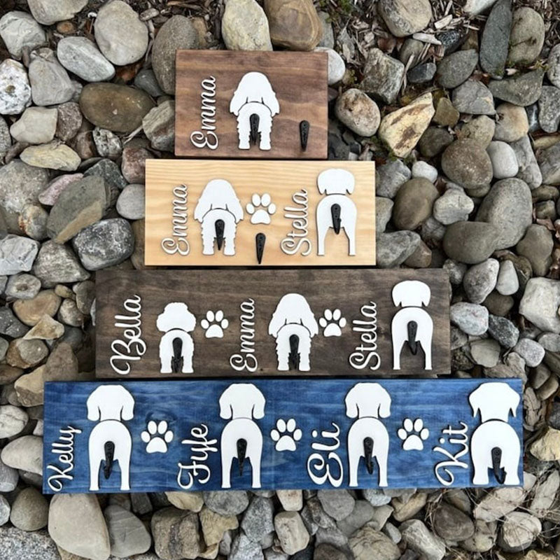 Custom Shiplap Dog Leash Holder, Personalized Leash holder